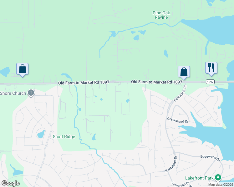 map of restaurants, bars, coffee shops, grocery stores, and more near 13000-13098 Forest Lane in Montgomery