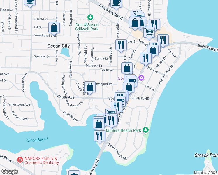 map of restaurants, bars, coffee shops, grocery stores, and more near 2 Woodham Avenue in Fort Walton Beach