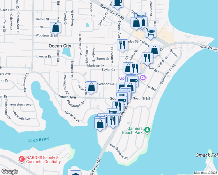 map of restaurants, bars, coffee shops, grocery stores, and more near Stonegate Court in Fort Walton Beach