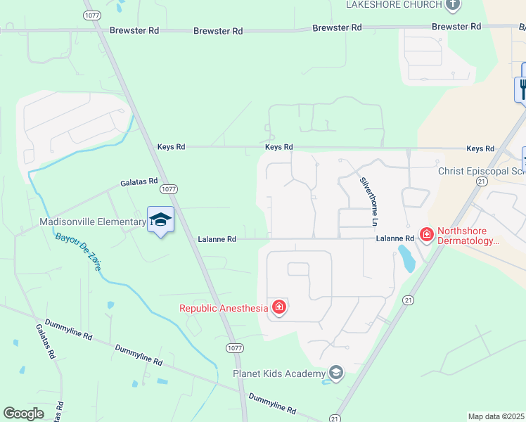 map of restaurants, bars, coffee shops, grocery stores, and more near 105 Oakview Drive in Madisonville