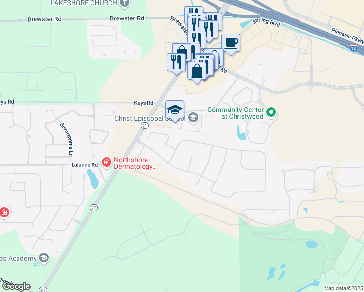 map of restaurants, bars, coffee shops, grocery stores, and more near 329 Memphis Trace in Covington