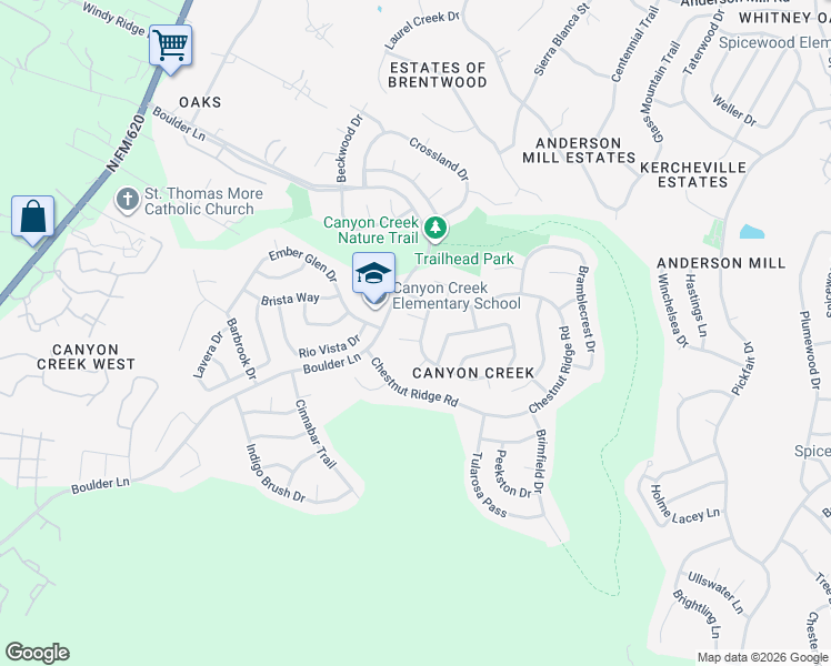 map of restaurants, bars, coffee shops, grocery stores, and more near 10900 Yorktown Cove in Austin