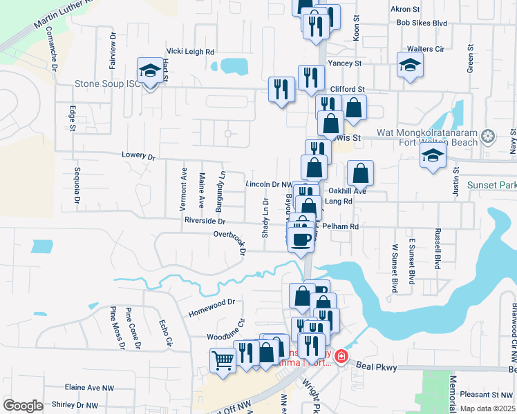 map of restaurants, bars, coffee shops, grocery stores, and more near 611 Audubon Drive in Fort Walton Beach