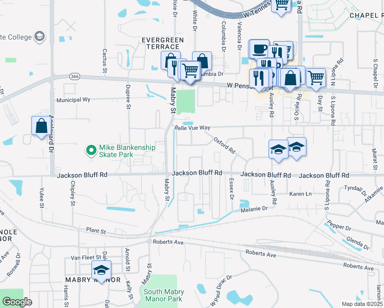 map of restaurants, bars, coffee shops, grocery stores, and more near 2329 Yorkshire Drive in Tallahassee