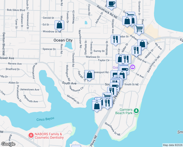map of restaurants, bars, coffee shops, grocery stores, and more near 321 Davenport Road in Fort Walton Beach