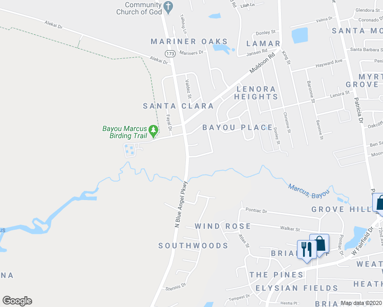 map of restaurants, bars, coffee shops, grocery stores, and more near 8350 Mesquite Drive in Pensacola