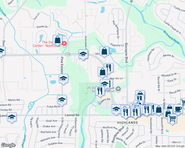 map of restaurants, bars, coffee shops, grocery stores, and more near 10996 Traci Lynn Drive in Jacksonville