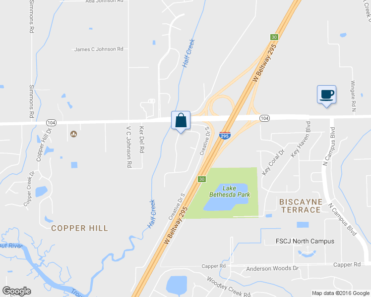 map of restaurants, bars, coffee shops, grocery stores, and more near 4948 Mints Court in Jacksonville