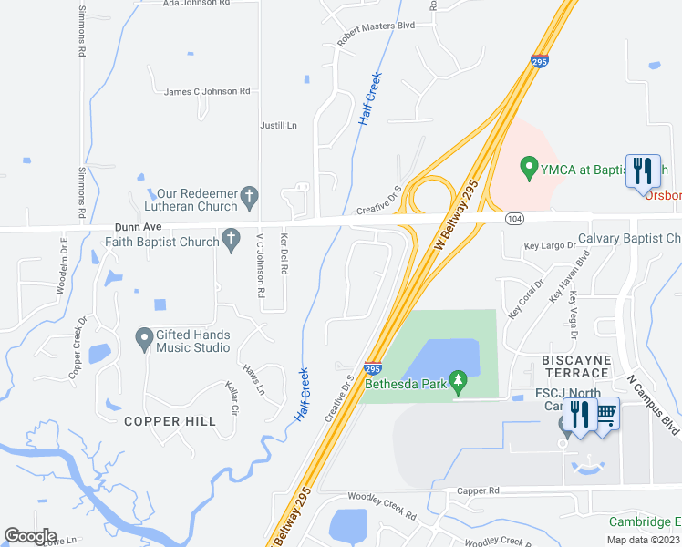 map of restaurants, bars, coffee shops, grocery stores, and more near 11064 Apple Blossom Trail West in Jacksonville