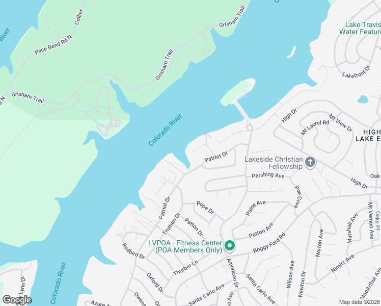 map of restaurants, bars, coffee shops, grocery stores, and more near 3004 Point Cove in Lago Vista