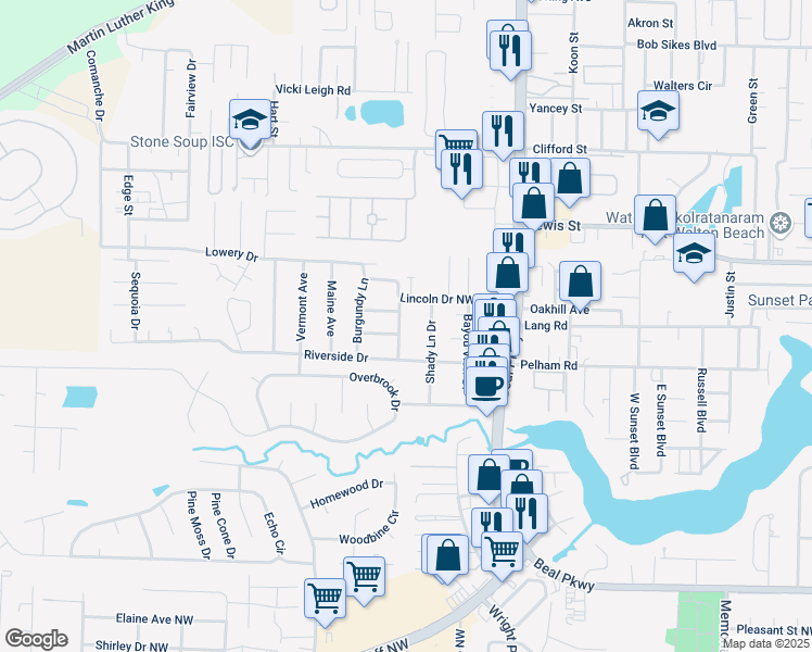 map of restaurants, bars, coffee shops, grocery stores, and more near 609 Audubon Drive in Fort Walton Beach