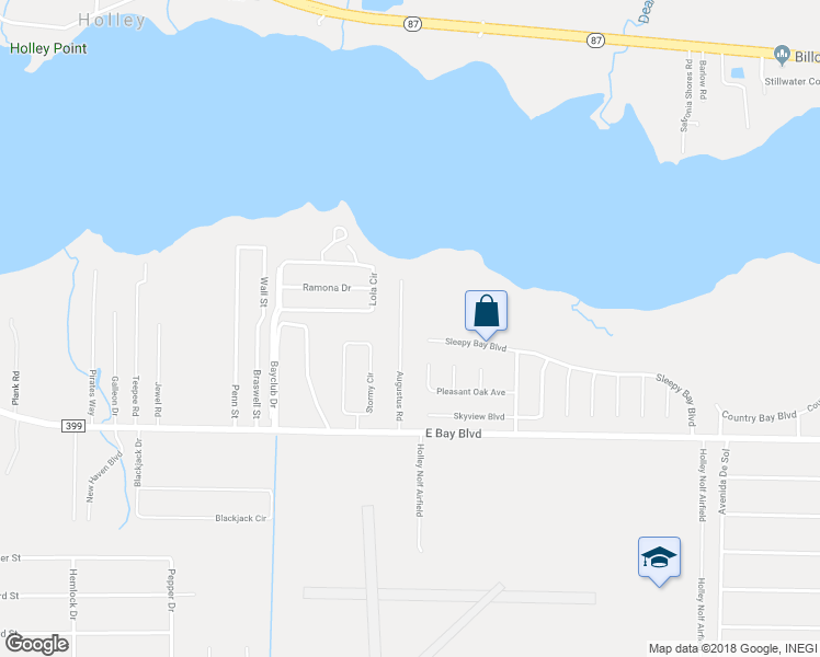 map of restaurants, bars, coffee shops, grocery stores, and more near 2792 Augustus Road in Navarre