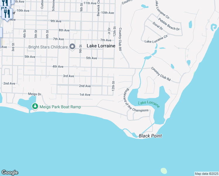map of restaurants, bars, coffee shops, grocery stores, and more near 8 Twisted Oak Trail in Shalimar