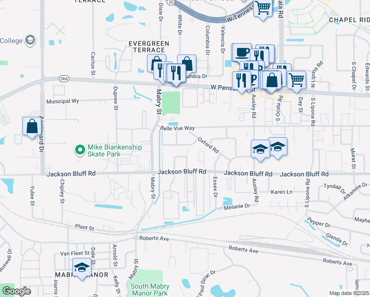 map of restaurants, bars, coffee shops, grocery stores, and more near 2329 Yorkshire Drive in Tallahassee