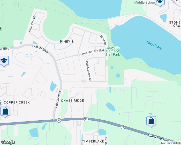 map of restaurants, bars, coffee shops, grocery stores, and more near 1138 High Meadow Drive in Tallahassee