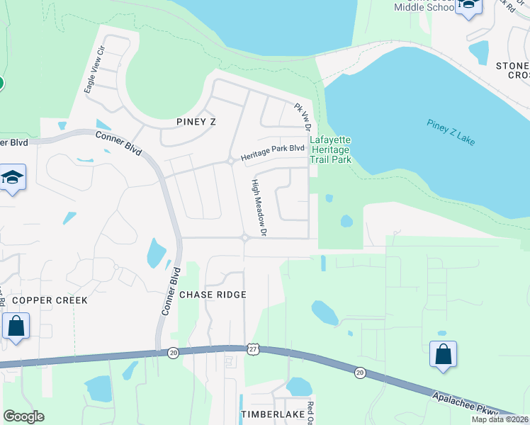 map of restaurants, bars, coffee shops, grocery stores, and more near 1138 High Meadow Drive in Tallahassee
