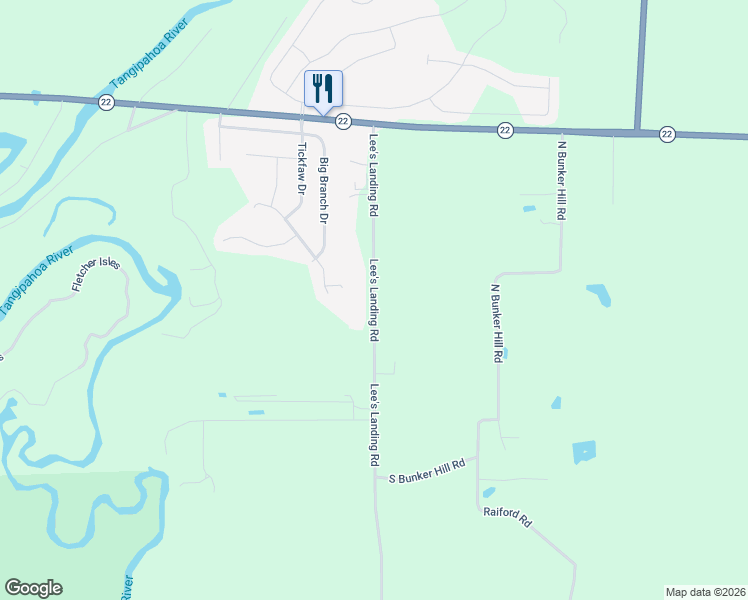 map of restaurants, bars, coffee shops, grocery stores, and more near 39515 Lee's Landing Road in Ponchatoula