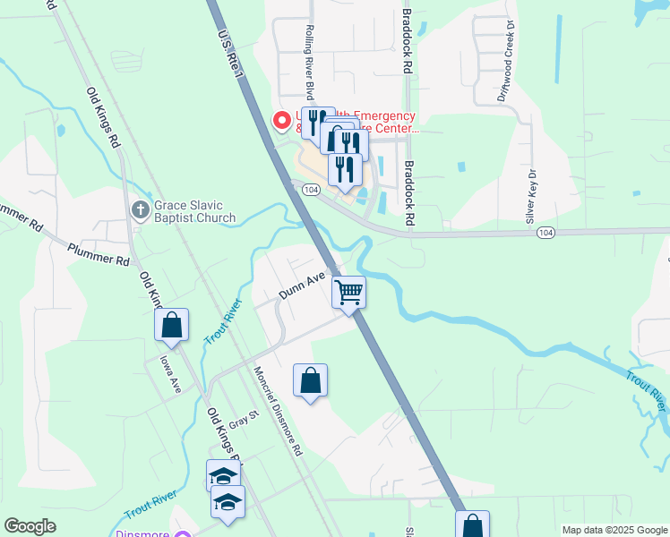 map of restaurants, bars, coffee shops, grocery stores, and more near 11099 New Kings Road in Jacksonville