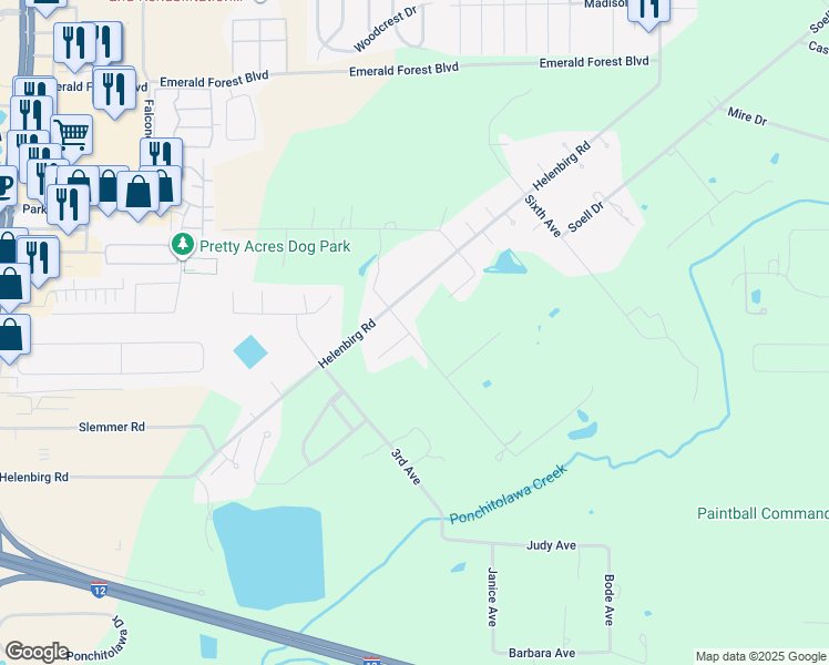 map of restaurants, bars, coffee shops, grocery stores, and more near 69299 4th Avenue in Covington