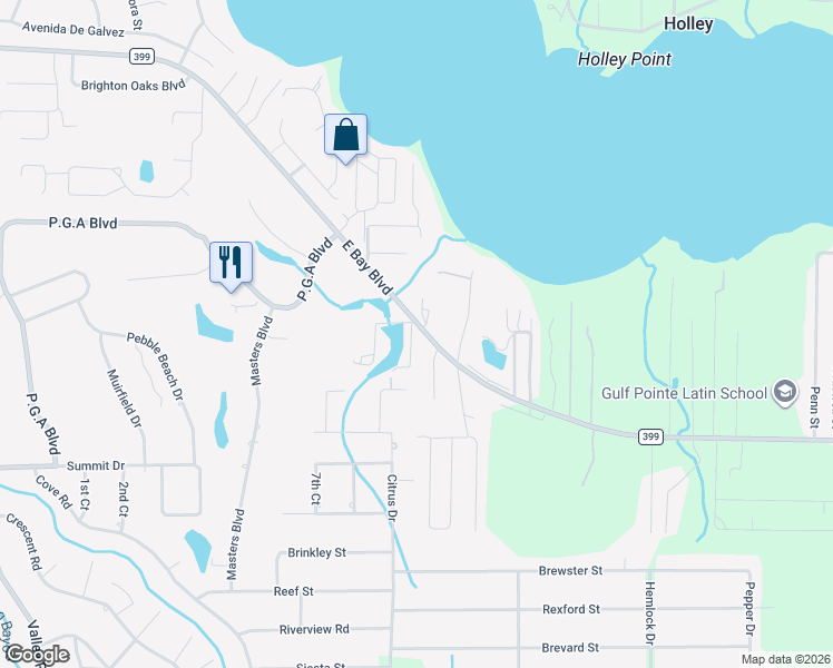 map of restaurants, bars, coffee shops, grocery stores, and more near 2744 Gable Lake Road in Navarre