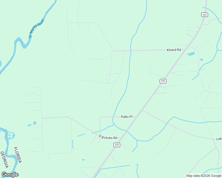 map of restaurants, bars, coffee shops, grocery stores, and more near 1845 Kinard Road in Bryceville