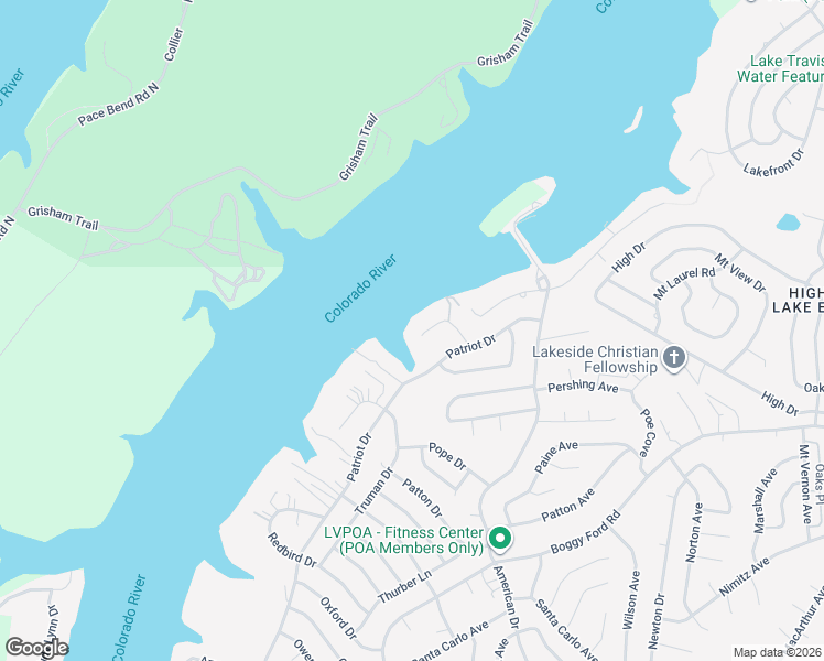 map of restaurants, bars, coffee shops, grocery stores, and more near 3004 Point Cove in Lago Vista