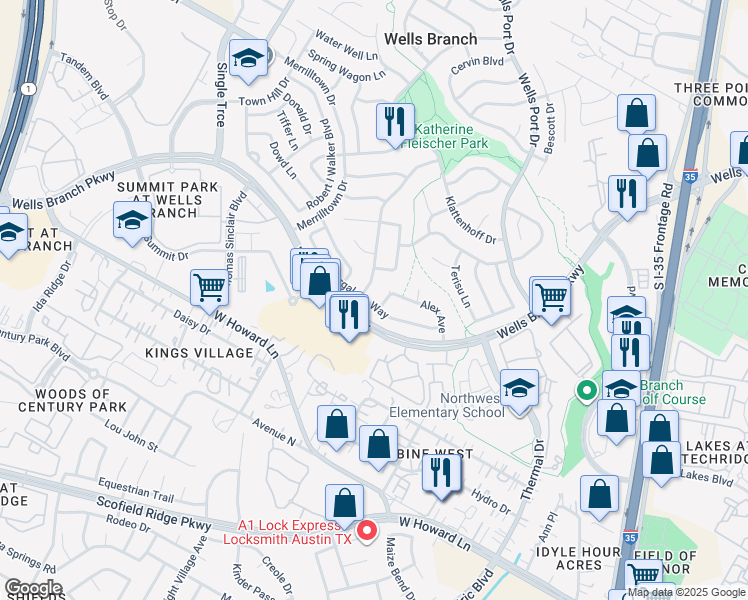 map of restaurants, bars, coffee shops, grocery stores, and more near 2016 Alex Avenue in Austin
