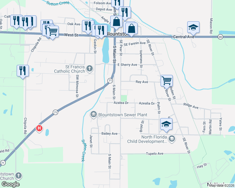 map of restaurants, bars, coffee shops, grocery stores, and more near 16330 S Pear St in Blountstown