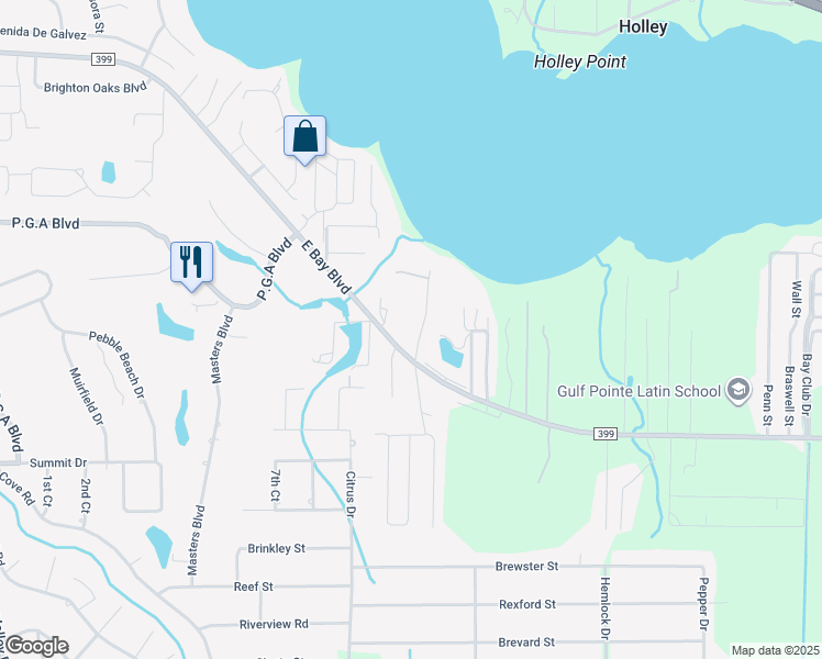map of restaurants, bars, coffee shops, grocery stores, and more near 2813 Joe Pruitt Road in Navarre