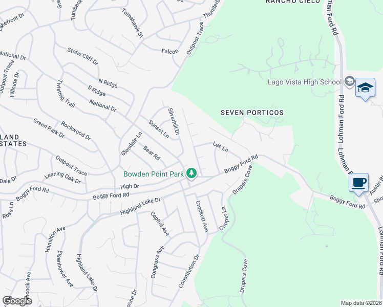map of restaurants, bars, coffee shops, grocery stores, and more near 4310 Liberty Lane in Leander