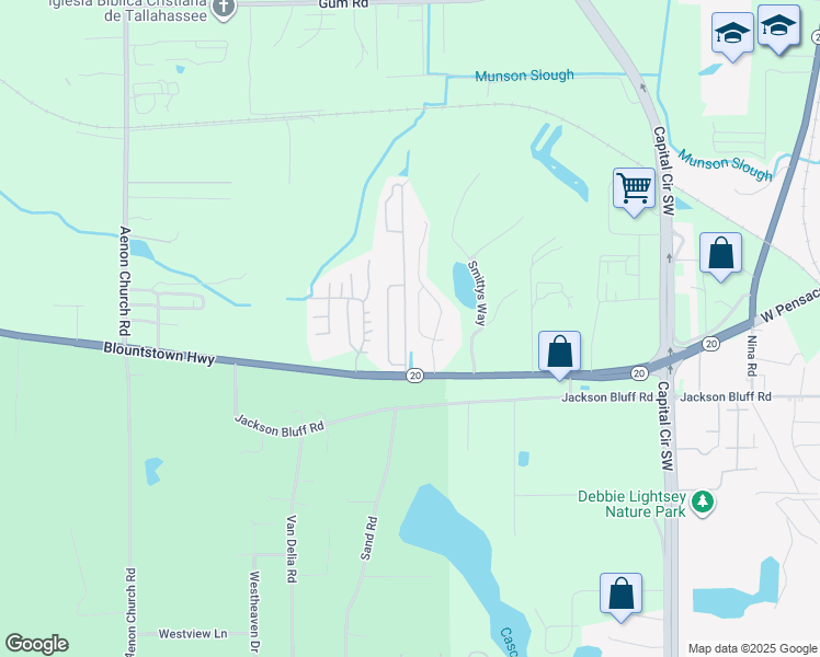 map of restaurants, bars, coffee shops, grocery stores, and more near 1985 Nena Hills Drive in Tallahassee