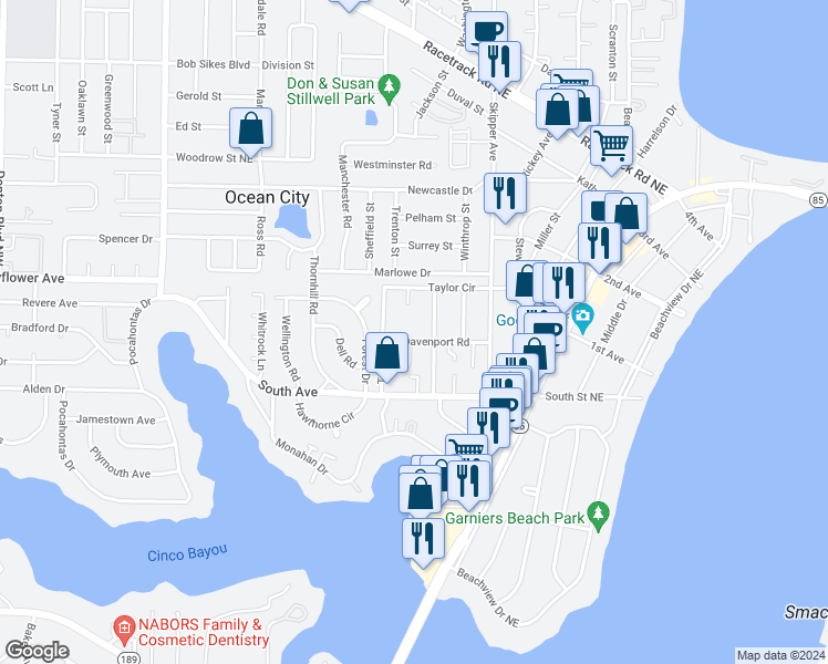 map of restaurants, bars, coffee shops, grocery stores, and more near 321 Davenport Road in Fort Walton Beach