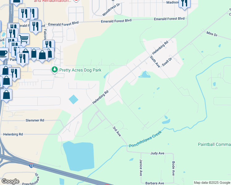 map of restaurants, bars, coffee shops, grocery stores, and more near 69299 4th Avenue in Covington