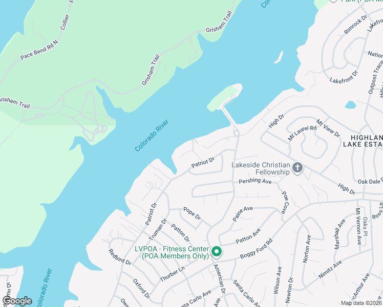map of restaurants, bars, coffee shops, grocery stores, and more near 3109 Point Cove in Lago Vista