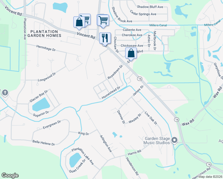 map of restaurants, bars, coffee shops, grocery stores, and more near 8753 Montclair Street in Denham Springs
