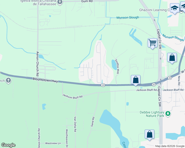 map of restaurants, bars, coffee shops, grocery stores, and more near 5552 Elk Lane in Tallahassee