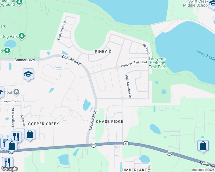 map of restaurants, bars, coffee shops, grocery stores, and more near 1067 Kingdom Drive in Tallahassee