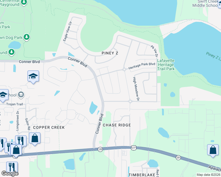 map of restaurants, bars, coffee shops, grocery stores, and more near 1067 Kingdom Drive in Tallahassee