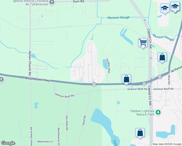 map of restaurants, bars, coffee shops, grocery stores, and more near 1985 Nena Hills Drive in Tallahassee