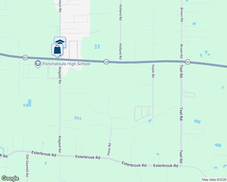 map of restaurants, bars, coffee shops, grocery stores, and more near 39650 Penn Road in Ponchatoula