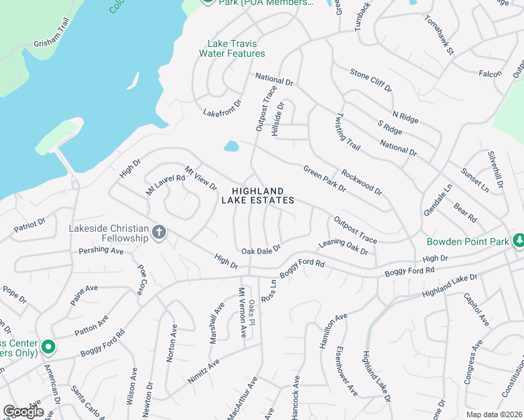 map of restaurants, bars, coffee shops, grocery stores, and more near 3607 Rock Terrace Drive in Lago Vista
