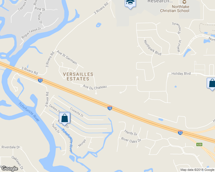 map of restaurants, bars, coffee shops, grocery stores, and more near 1125 Avenue Du Chateau in Covington