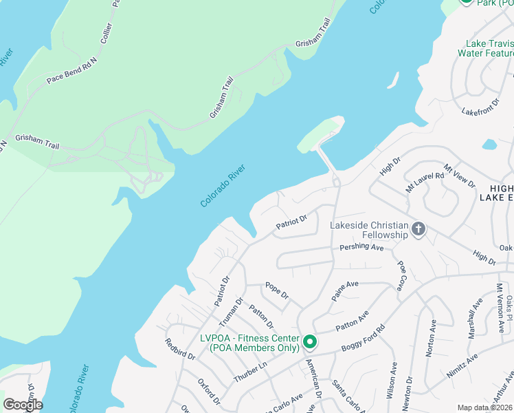 map of restaurants, bars, coffee shops, grocery stores, and more near 3004 Point Cove in Lago Vista