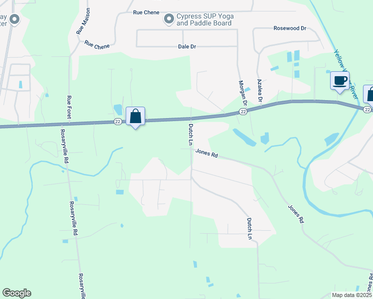 map of restaurants, bars, coffee shops, grocery stores, and more near 12322 Pineview Lane in Ponchatoula