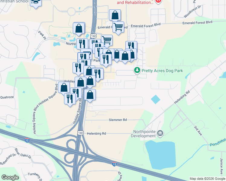 map of restaurants, bars, coffee shops, grocery stores, and more near 432 Tiger Avenue in Covington