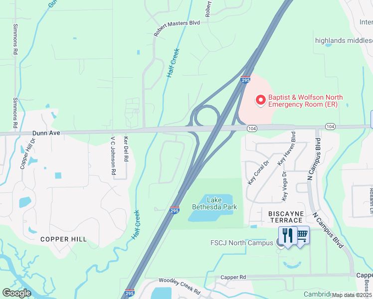 map of restaurants, bars, coffee shops, grocery stores, and more near 11107 Apple Blossom Trail East in Jacksonville