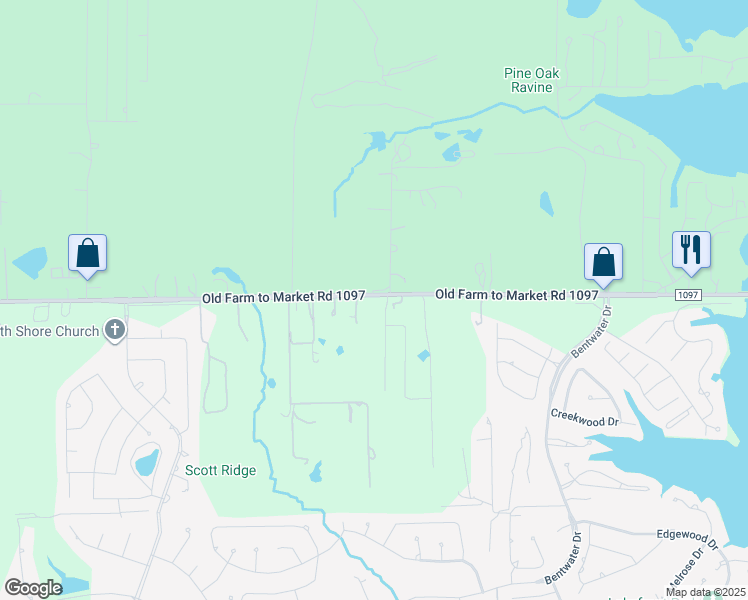map of restaurants, bars, coffee shops, grocery stores, and more near 17725-17963 Farm to Market Road 1097 in Montgomery