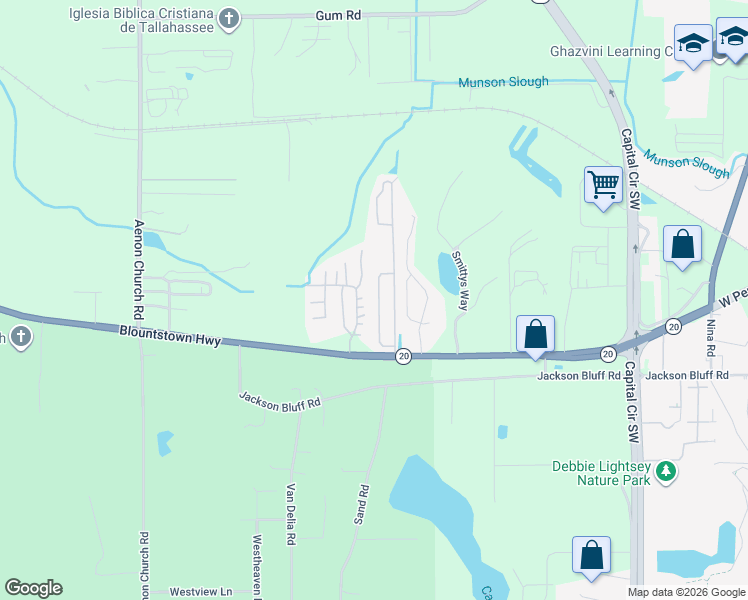 map of restaurants, bars, coffee shops, grocery stores, and more near 5552 Elk Lane in Tallahassee