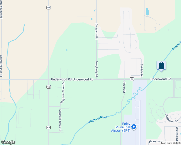 map of restaurants, bars, coffee shops, grocery stores, and more near 14725 Daugherty Road in Foley