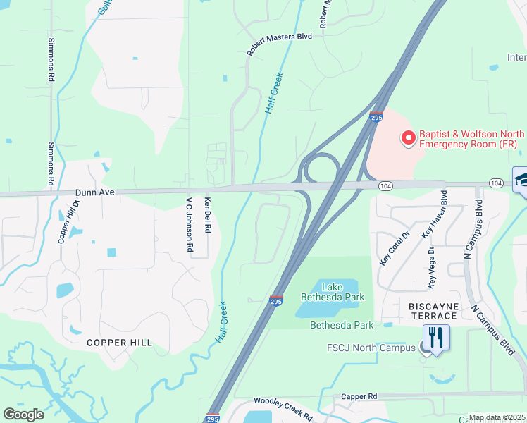 map of restaurants, bars, coffee shops, grocery stores, and more near 11105 Apple Blossom Trail West in Jacksonville